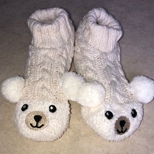 Cuddly Polar Bear Slipper Socks (with grips on bottom)